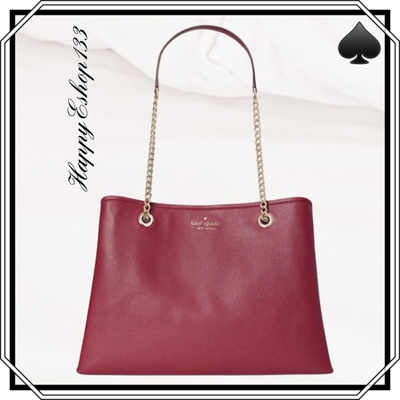 ♠️ kate spade Jordyn Pebbled Leather Large Chain Handle Tote Bag, Blackberry NWT - Picture 8 of 8